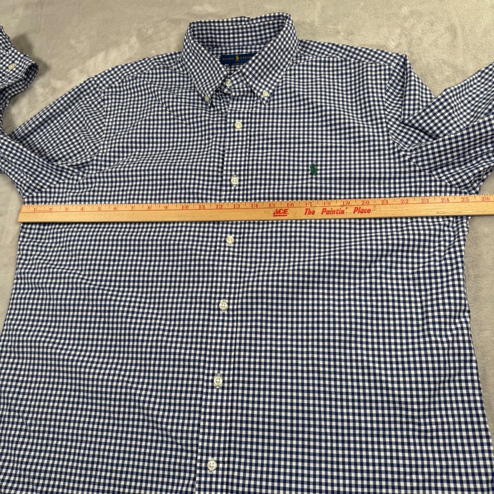 Ralph Lauren Button Down Shirt Mens XL Blue Gingham Check Classic Fit Cotton - Picture 4 of 8
